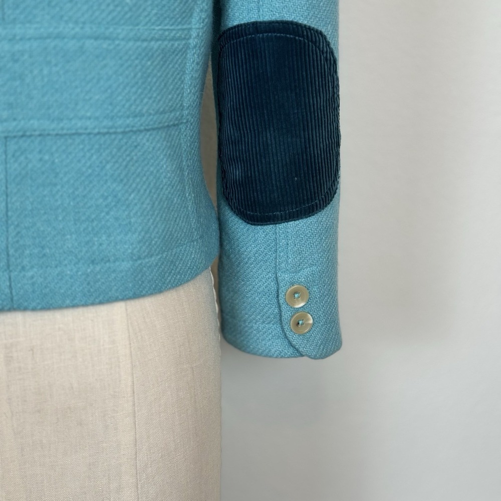 Banana Republic Wool Blend Blazer Pockets Size 4 Blue With Velvet Trim - Picture 6 of 10